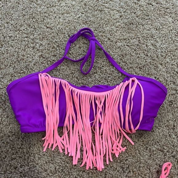 Purple & Pink Fringe Bikini Swim suit set - Picture 2 of 9